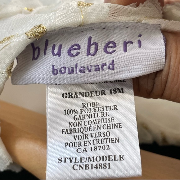 Blueberi Boulevard Girl’s Gold and White Formal Occasion Ruffle Dress Size 18m - Picture 9 of 10